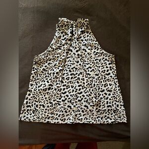 Banana Republic Leopard Halter Top XS NWT Tie Neck Draped